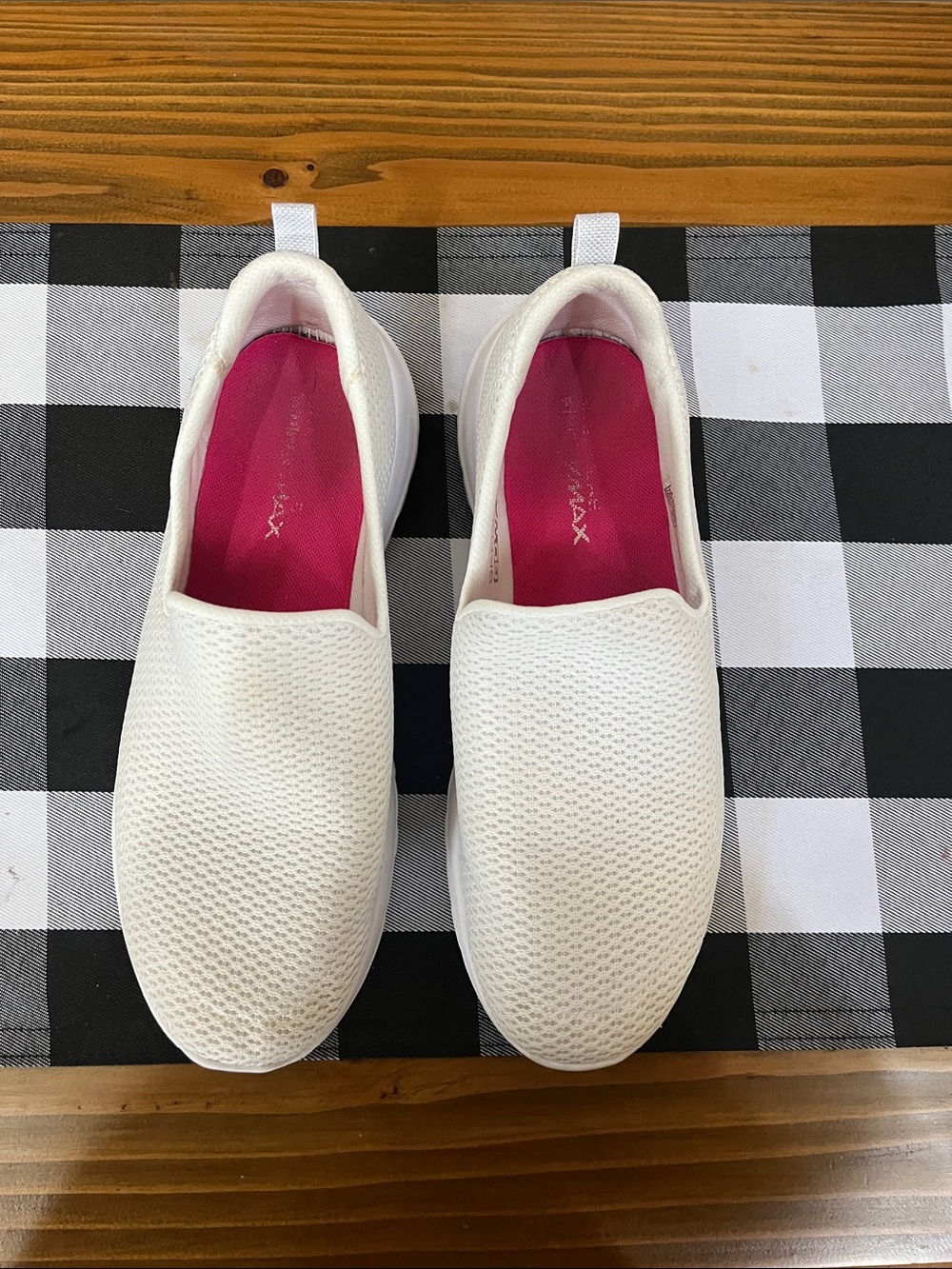 Skechers White Slip-On Sneakers with Pink Lining - Picture 3 of 5